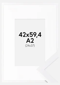 Ramme Selection Hvid 42x59,4 cm (A2) - Passepartout Hvid 25x38 cm