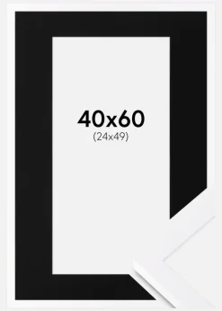 Ramme Selection Hvid 40x60 cm - Passepartout Sort 25x50 cm