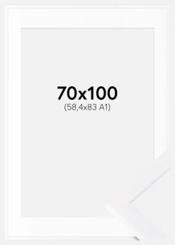 Ramme Selection Hvid 70x100 cm - Passepartout Hvid 59,4x84 cm (A1)