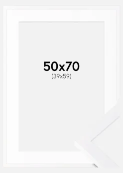 Ramme Selection Hvid 50x70 cm - Passepartout Hvid 40x60 cm