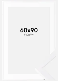 Ramme Selection Hvid 60x90 cm - Passepartout Hvid 50x80 cm