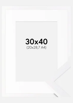 Ramme Selection Hvid 30x40 cm - Passepartout Hvid 21x29,7 cm (A4)