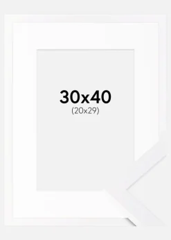 Ramme Selection Hvid 30x40 cm - Passepartout Hvid 21x30 cm