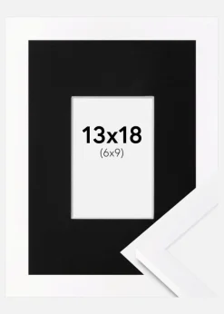 Ramme Selection Hvid 13x18 cm - Passepartout Sort 7x10 cm
