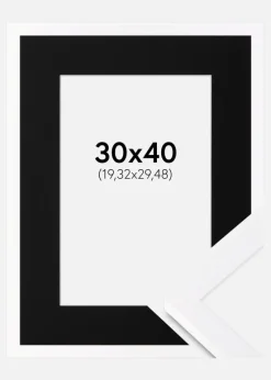 Ramme Selection Hvid 30x40 cm - Passepartout Sort 8x12 inches