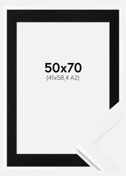 Ramme Selection Hvid 50x70 cm - Passepartout Sort 42x59,4 cm (A2)