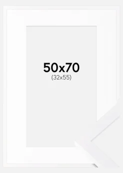 Ramme Selection Hvid 50x70 cm - Passepartout Hvid 33x56 cm