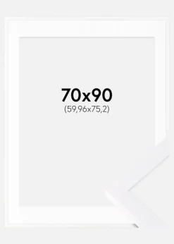 Ramme Selection Hvid 70x90 cm - Passepartout Hvid 24x30 inches
