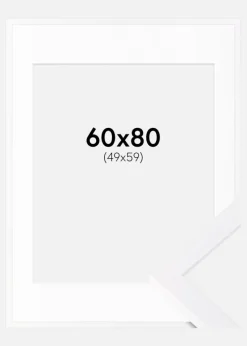 Ramme Selection Hvid 60x80 cm - Passepartout Hvid 50x60 cm