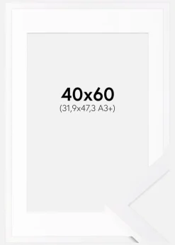 Ramme Selection Hvid 40x60 cm - Passepartout Hvid 32,9x48,3 cm (A3+)