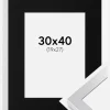 Ramme Selection Sølv 30x40 cm - Passepartout Sort 20x28 cm