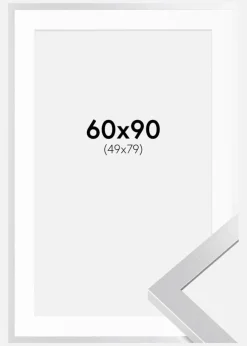 Ramme Selection Sølv 60x90 cm - Passepartout Hvid 50x80 cm