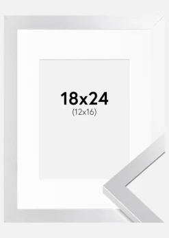 Ramme Selection Sølv 18x24 cm - Passepartout Hvid 13x17 cm