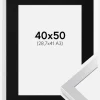 Ramme Selection Sølv 40x50 cm - Passepartout Sort 29,7x42 cm (A3)