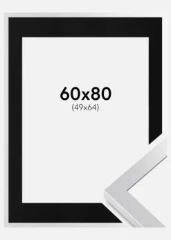 Ramme Selection Sølv 60x80 cm - Passepartout Sort 50x65 cm