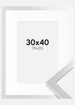 Ramme Selection Sølv 30x40 cm - Passepartout Hvid 20x30 cm