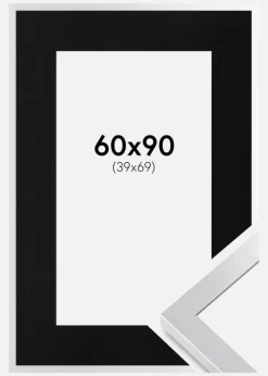 Ramme Selection Sølv 60x90 cm - Passepartout Sort 40x70 cm
