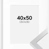 Ramme Selection Sølv 40x50 cm - Passepartout Hvid 27,5x37 cm