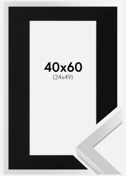 Ramme Selection Sølv 40x60 cm - Passepartout Sort 25x50 cm