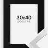Ramme Selection Sølv 30x40 cm - Passepartout Sort 21x29,7 cm (A4)