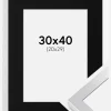 Ramme Selection Sølv 30x40 cm - Passepartout Sort 21x30 cm