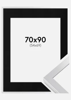 Ramme Selection Sølv 70x90 cm - Passepartout Sort 55x70 cm