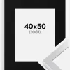 Ramme Selection Sølv 40x50 cm - Passepartout Sort 27x35 cm