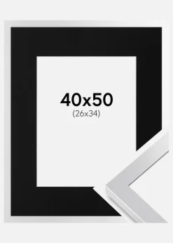 Ramme Selection Sølv 40x50 cm - Passepartout Sort 27x35 cm