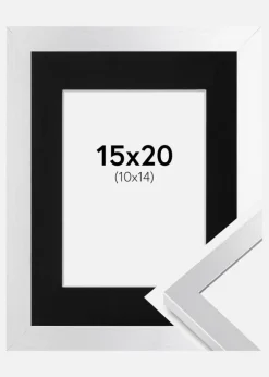 Ramme Selection Sølv 15x20 cm - Passepartout Sort 11x15 cm