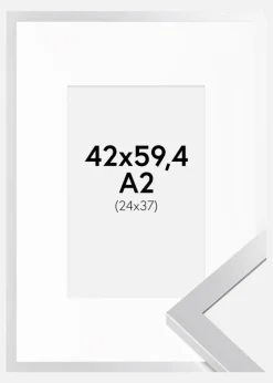 Ramme Selection Sølv 42x59,4 cm (A2) - Passepartout Hvid 25x38 cm