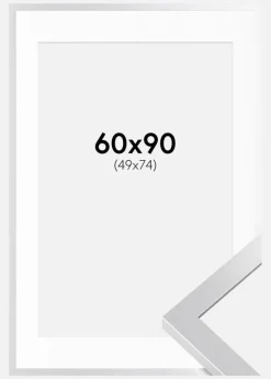 Ramme Selection Sølv 60x90 cm - Passepartout Hvid 50x75 cm