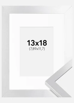 Ramme Selection Sølv 13x18 cm - Passepartout Hvid 3,5x5 inches