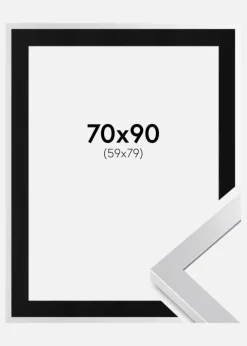 Ramme Selection Sølv 70x90 cm - Passepartout Sort 60x80 cm