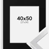 Ramme Selection Sølv 40x50 cm - Passepartout Sort 28x35 cm