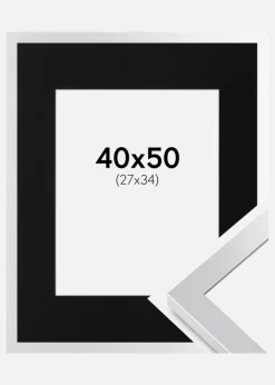 Ramme Selection Sølv 40x50 cm - Passepartout Sort 28x35 cm