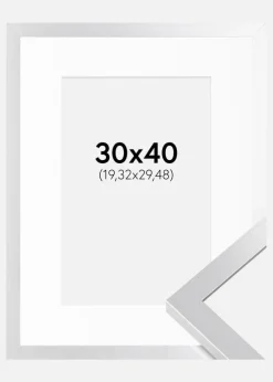 Ramme Selection Sølv 30x40 cm - Passepartout Hvid 8x12 inches