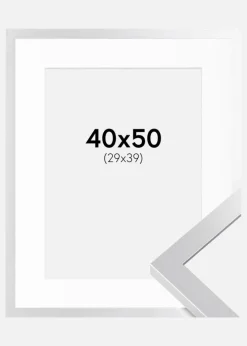 Ramme Selection Sølv 40x50 cm - Passepartout Hvid 30x40 cm