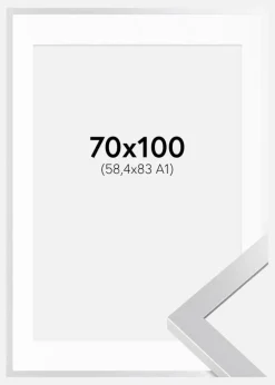 Ramme Selection Sølv 70x100 cm - Passepartout Hvid 59,4x84 cm (A1)