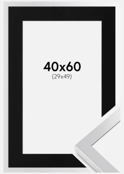 Ramme Selection Sølv 40x60 cm - Passepartout Sort 30x50 cm