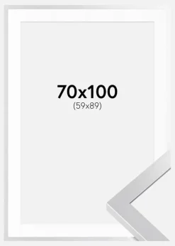 Ramme Selection Sølv 70x100 cm - Passepartout Hvid 60x90 cm