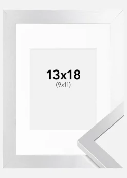 Ramme Selection Sølv 13x18 cm - Passepartout Hvid 10x12 cm