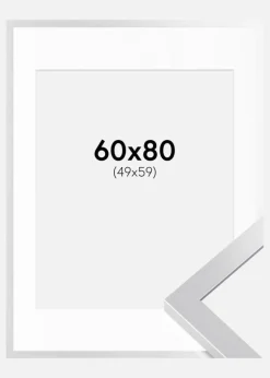 Ramme Selection Sølv 60x80 cm - Passepartout Hvid 50x60 cm