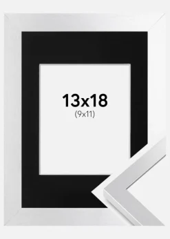 Ramme Selection Sølv 13x18 cm - Passepartout Sort 10x12 cm