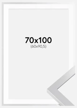 Ramme Selection Sølv 70x100 cm - Passepartout Hvid 61x91,5 cm