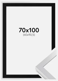 Ramme Selection Sølv 70x100 cm - Passepartout Sort 61x91,5 cm