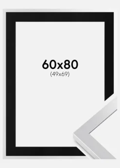 Ramme Selection Sølv 60x80 cm - Passepartout Sort 50x70 cm