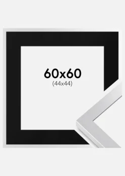 Ramme Selection Sølv 60x60 cm - Passepartout Sort 45x45 cm