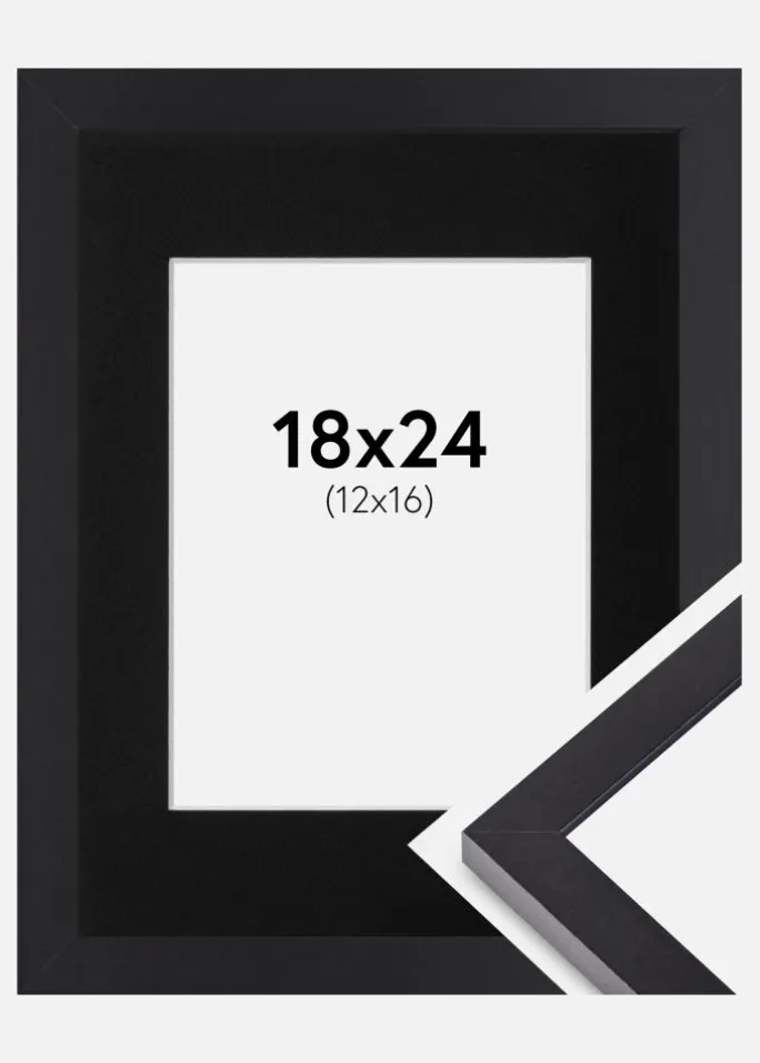 Ramme Selection Sort 18x24 cm - Passepartout Sort 13x17 cm