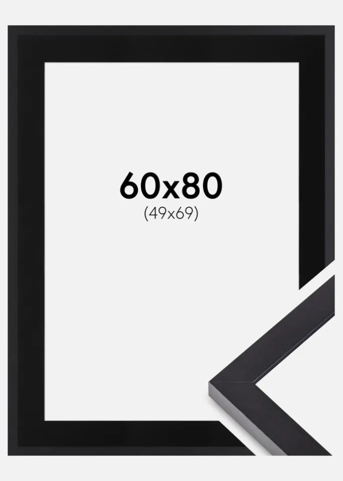Ramme Selection Sort 60x80 cm - Passepartout Sort 50x70 cm