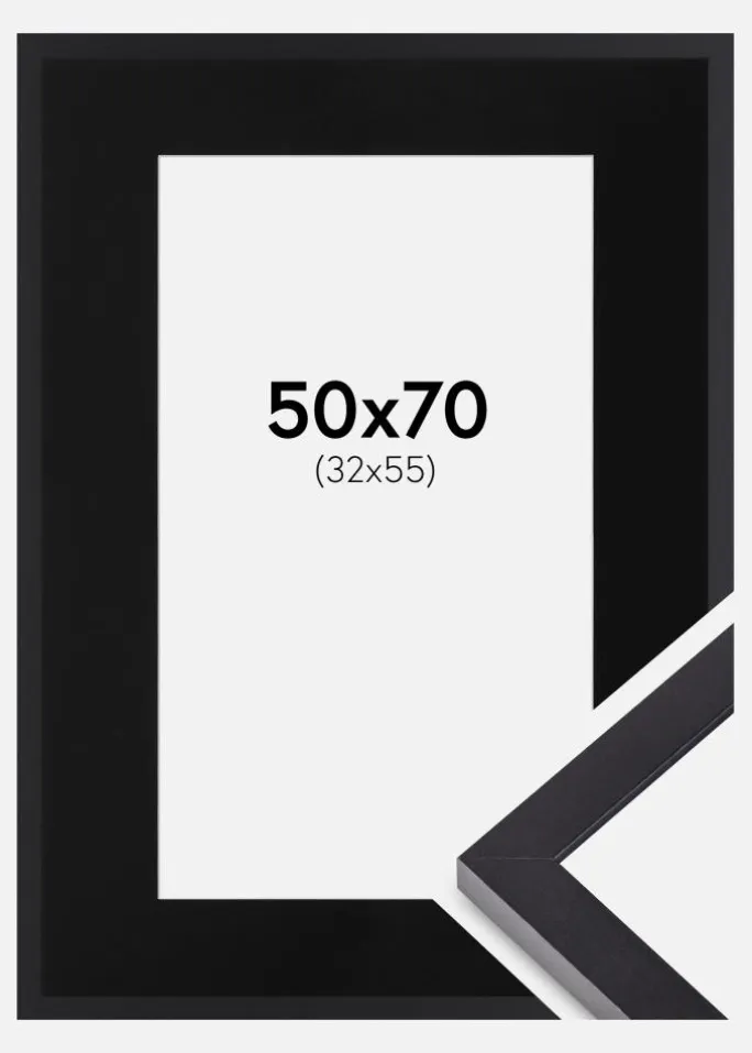 Ramme Selection Sort 50x70 cm - Passepartout Sort 33x56 cm